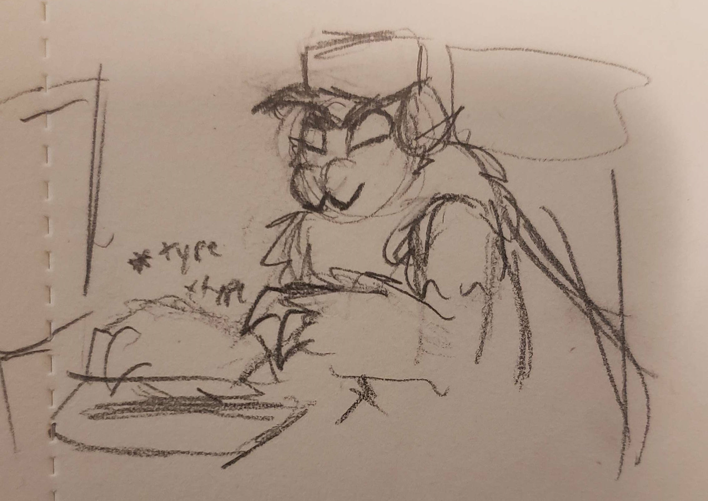 A cute doodle of Caiden spreading misinformation online.