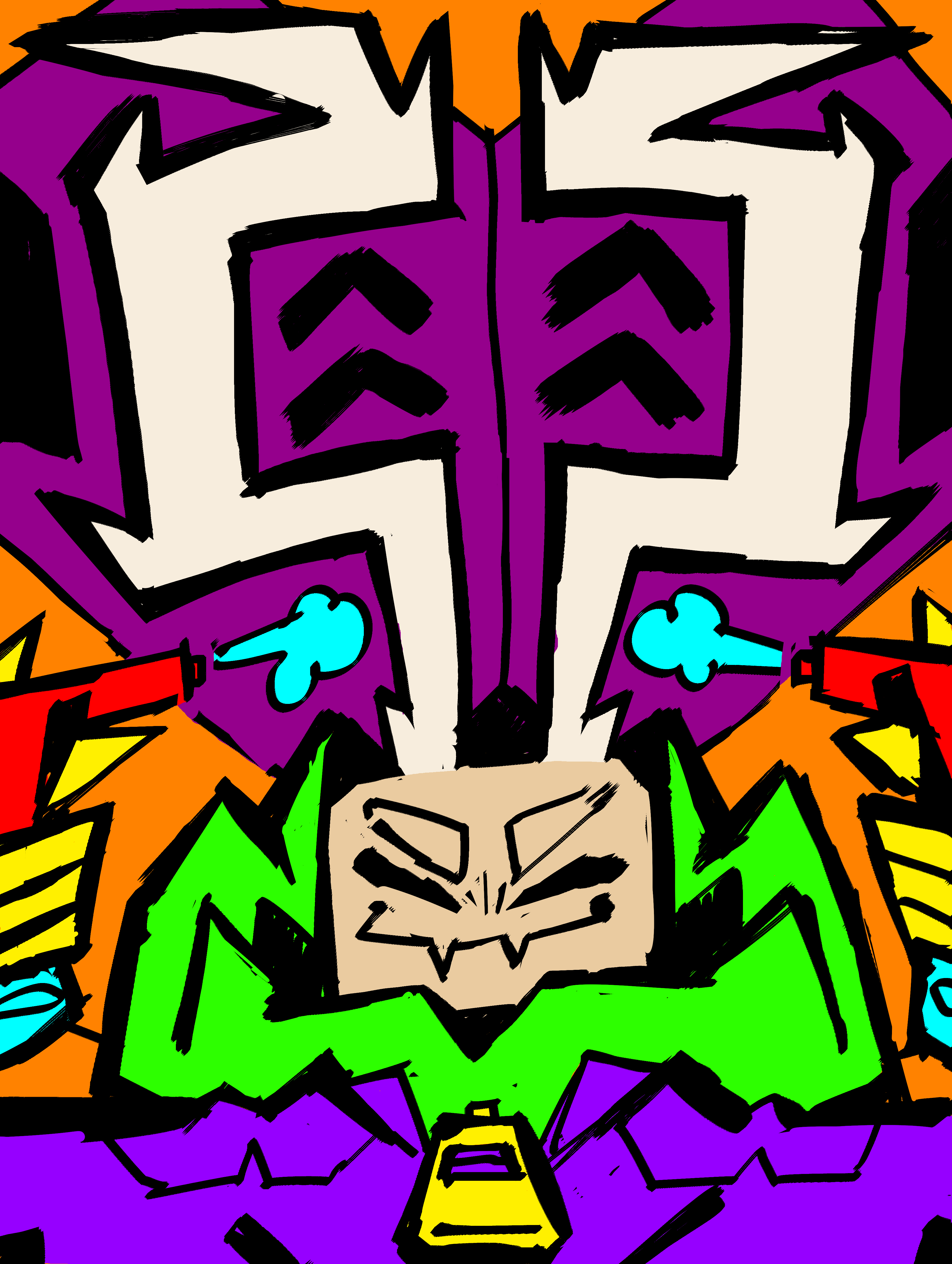 Caiden in a badass graffiti angular style, with high contrast colors.
