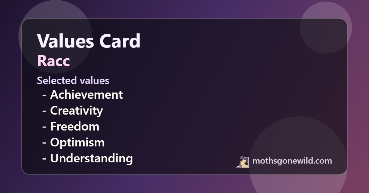 Runi Values - Achievement, Creativity, Freedom, Optimism, Understanding